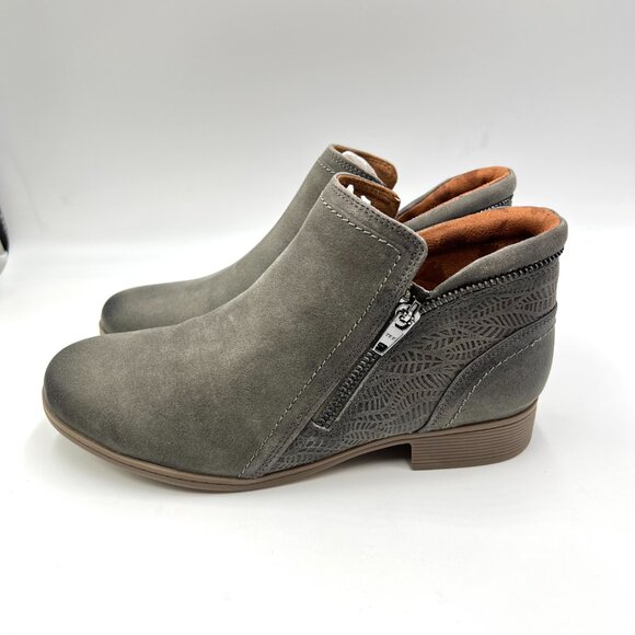 Cobb Hill Womens Size 7 Crosbie Gray - Olive Green Leather Ankle Boots Shoes - Picture 5 of 14